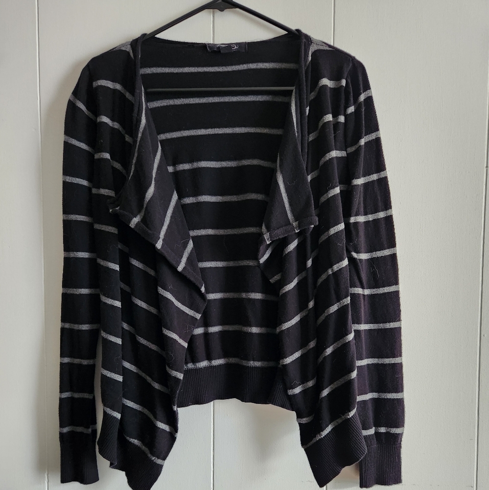 Forever 21 Black and Gray Striped Cardigan